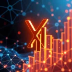 Ein roter leuchtender "X1"-Schriftzug vor einem geometrischen Netzwerk aus leuchtenden blauen und roten Punkten und Linien, mit einem unscharfen Histogramm im Vordergrund, das ebenfalls rot und orange leuchtet.